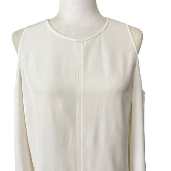 Veronica Beard White Cold-Shoulder Medium Blouse Flattering Cut Sz 10 Women’s - Picture 2 of 11